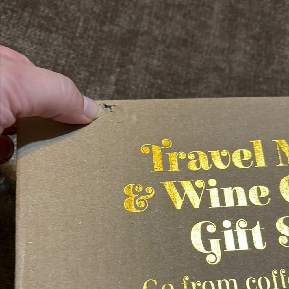 NWT Plaid Travel Mug and Wine Glass Gift Set